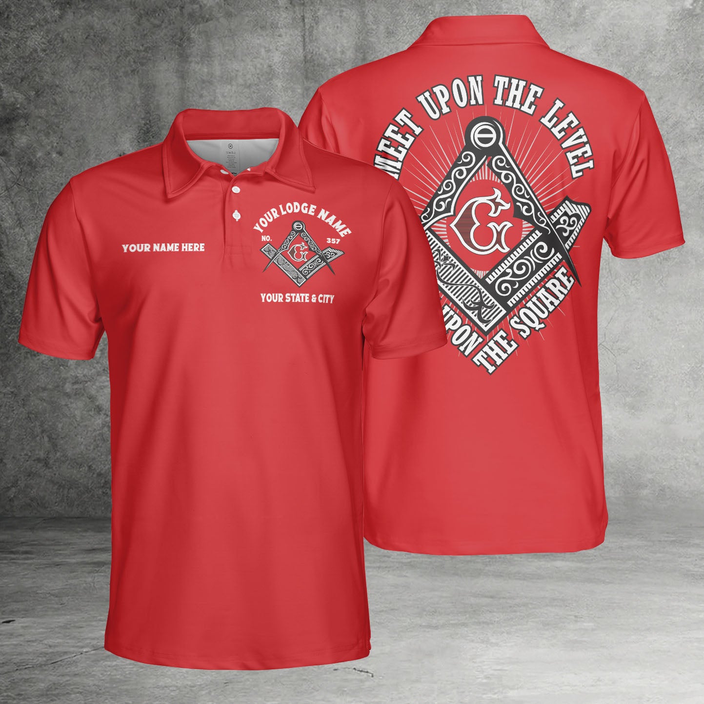 Custom Meet Upon The Level Masonic Polo Shirt