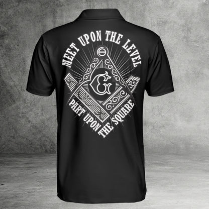 Custom Meet Upon The Level Masonic Polo Shirt