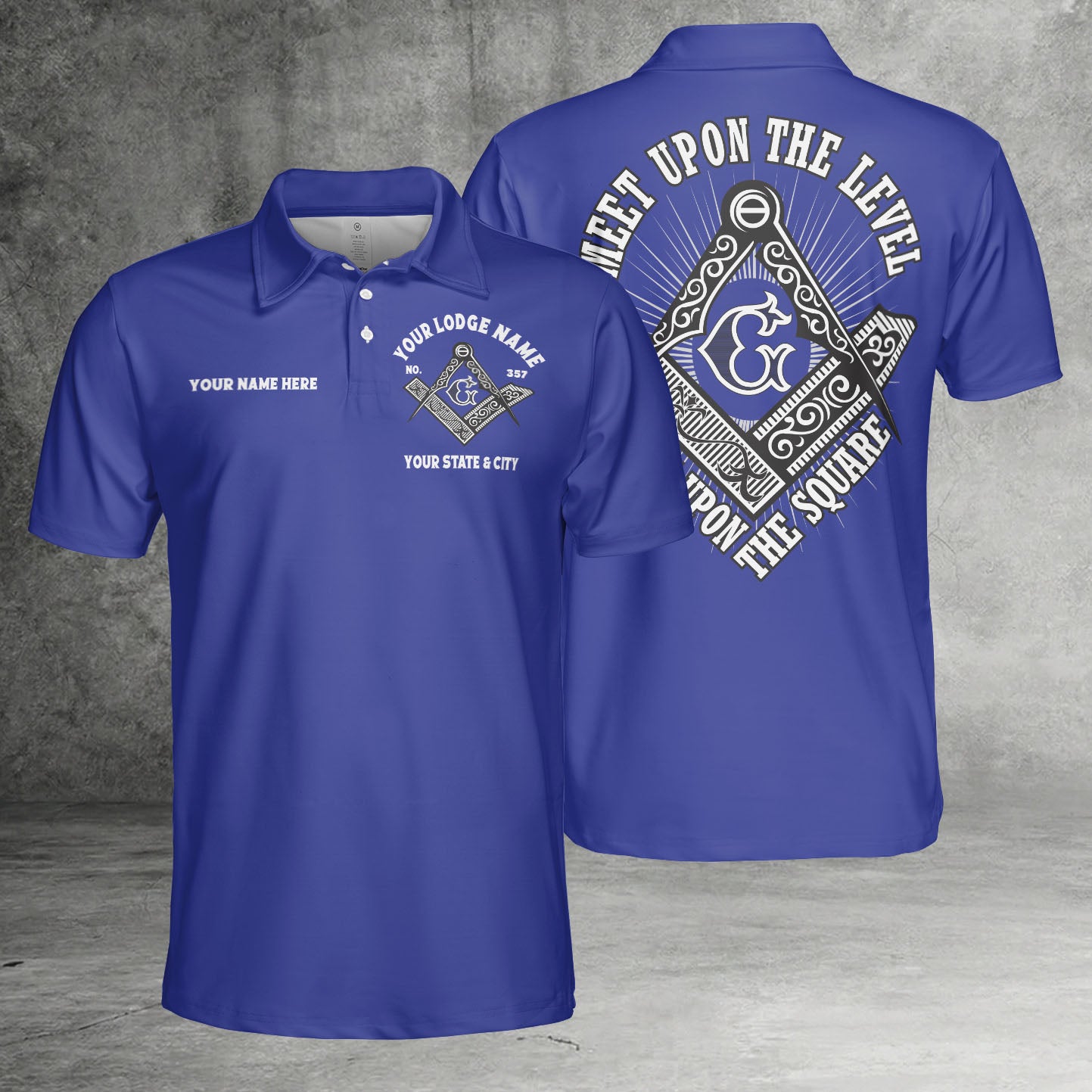 Custom Meet Upon The Level Masonic Polo Shirt