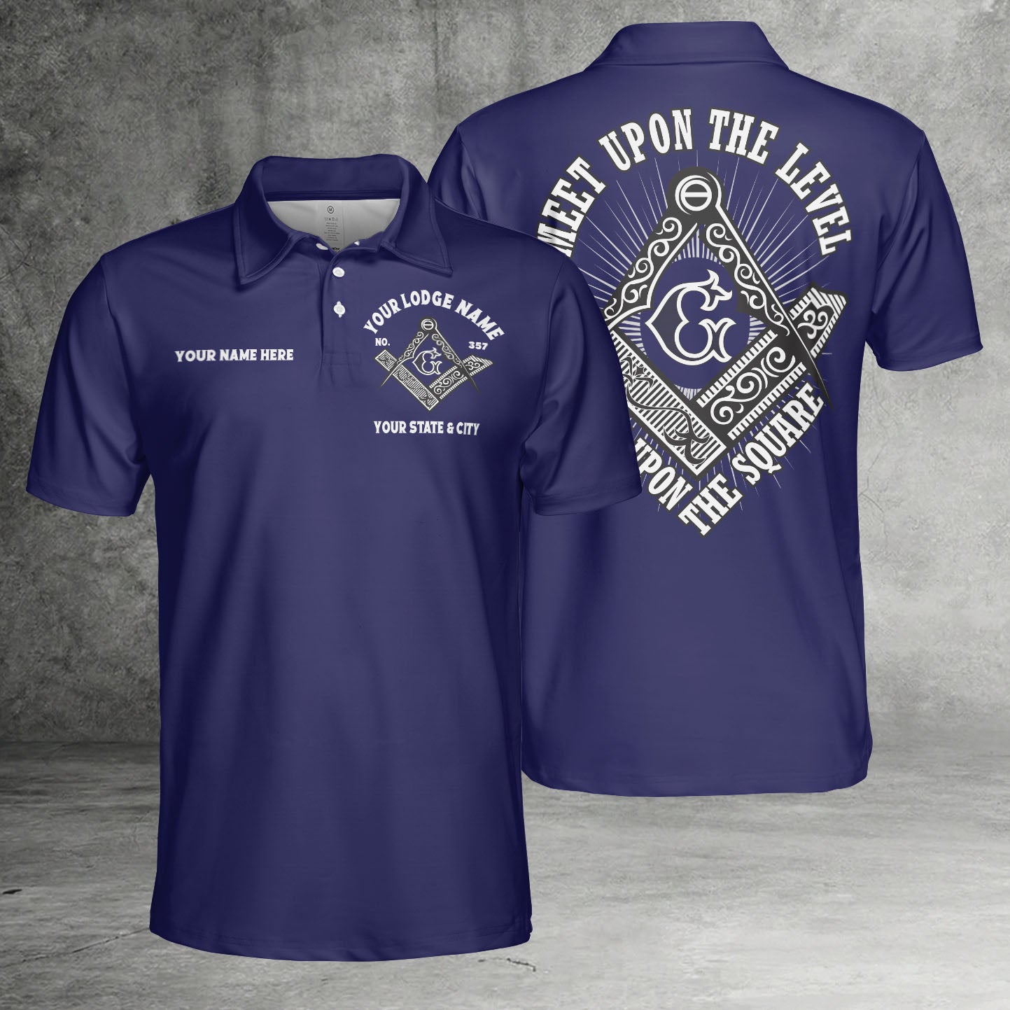Custom Meet Upon The Level Masonic Polo Shirt
