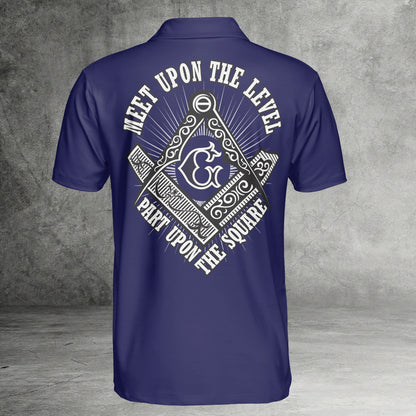 Custom Meet Upon The Level Masonic Polo Shirt