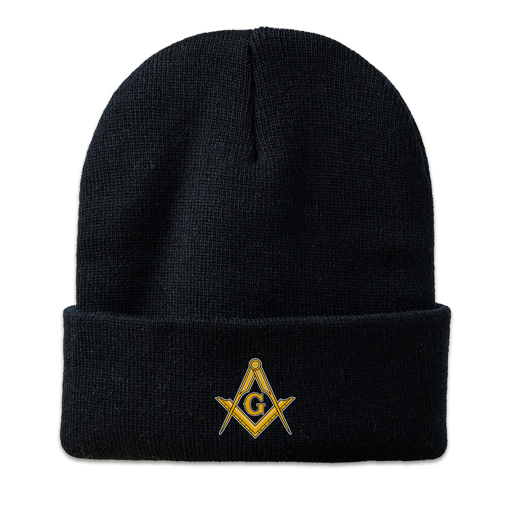 Square And Compass Masonic Beanie - Embroidered