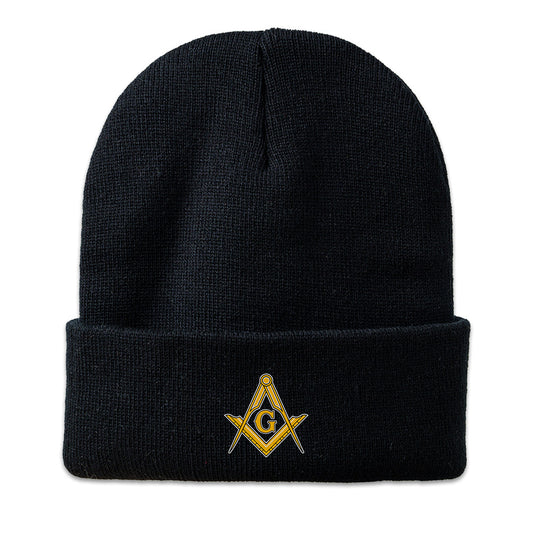 Square And Compass Masonic Beanie - Embroidered