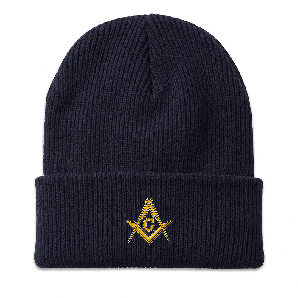 Square And Compass Masonic Beanie - Embroidered